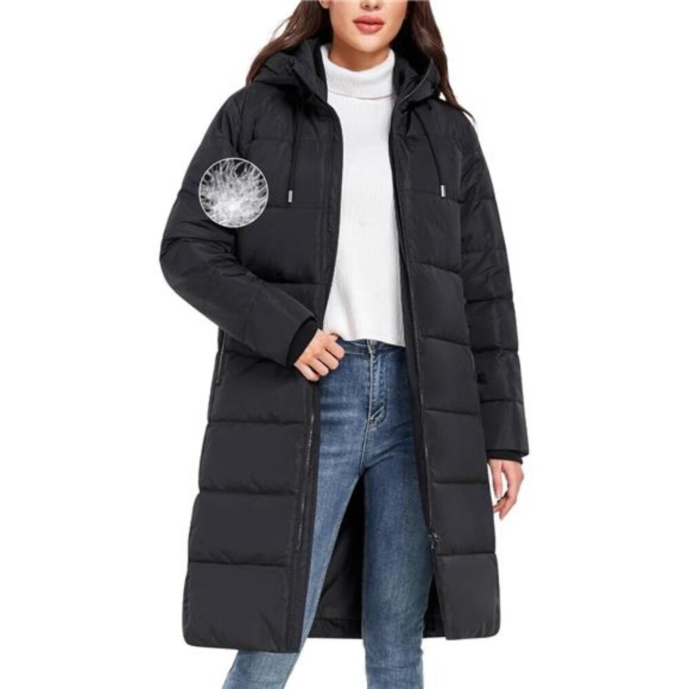 Women's Puffer Coat Long Down Winter Coat Jacket with Drawstring Hood